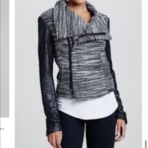 SW3 Bespoke Queensway Tweed Moto Jacket with suede sleeves!